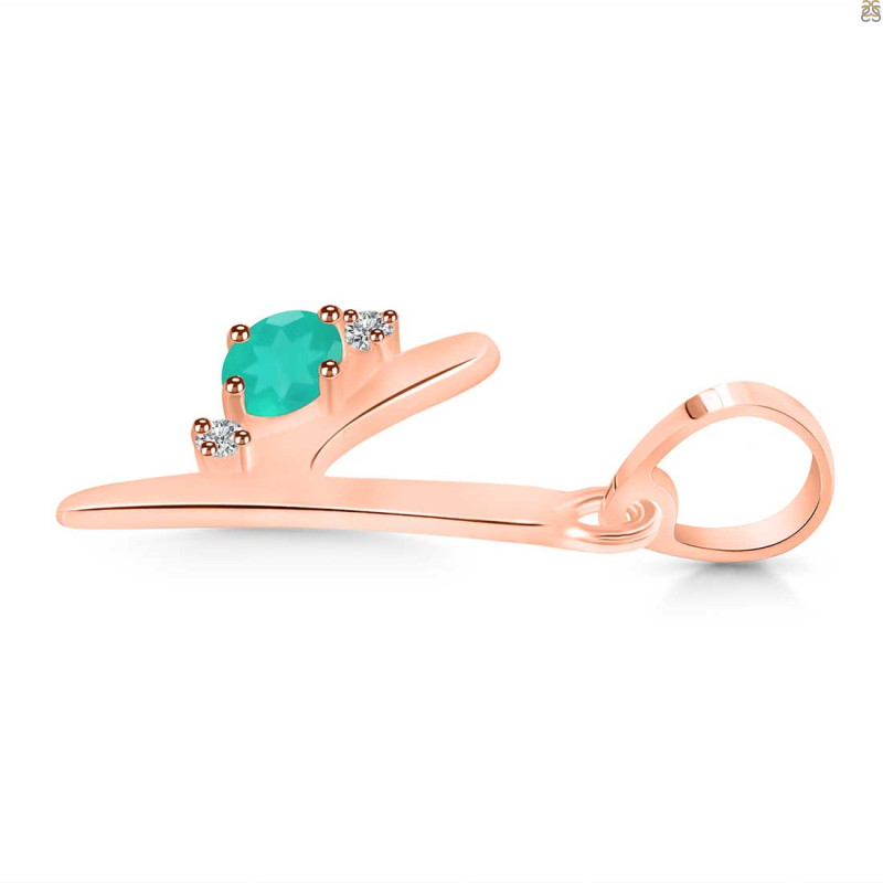 Green Onyx & White Topaz Alphabet Y Pendant GRO-RDA-25.