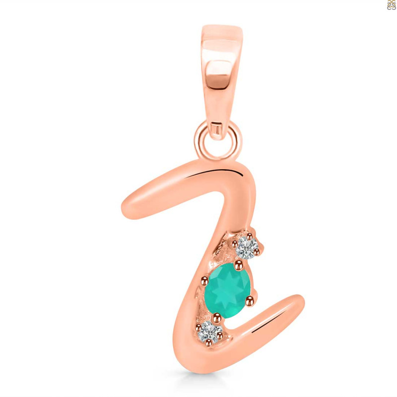 Green Onyx & White Topaz Alphabet Z Pendant GRO-RDA-26.