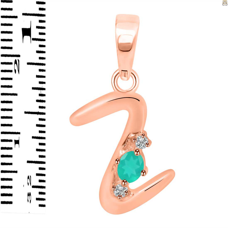 Green Onyx & White Topaz Alphabet Z Pendant GRO-RDA-26.