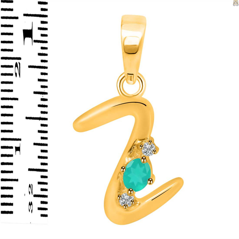 Green Onyx & White Topaz Alphabet Z Pendant GRO-RDA-26.