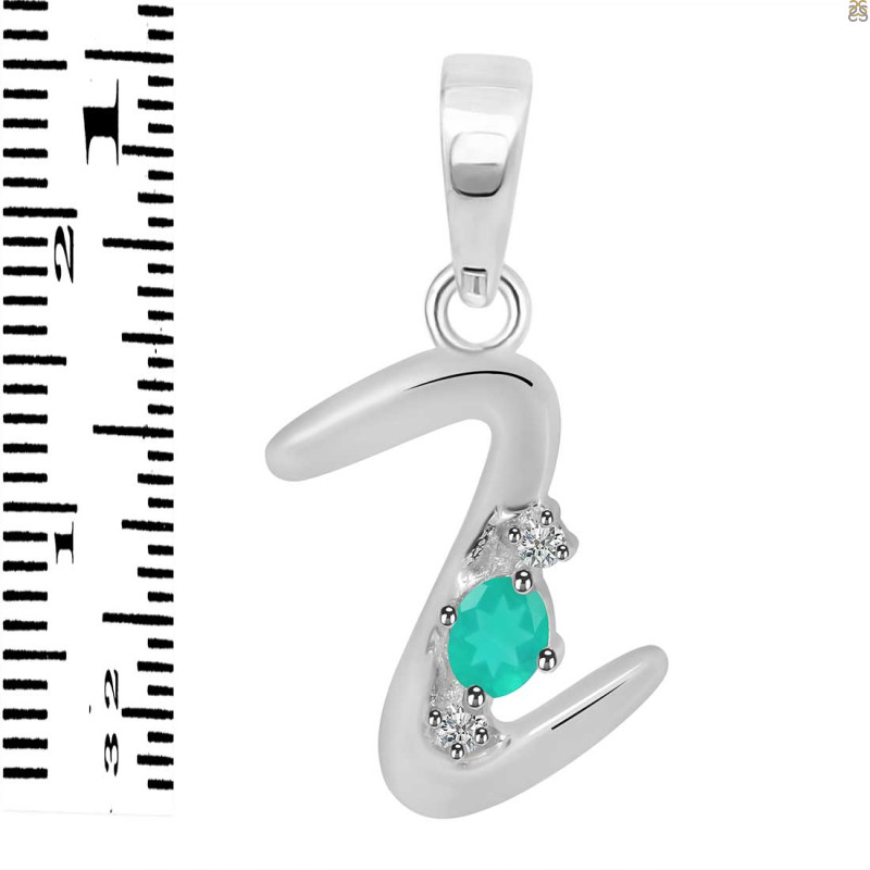 Green Onyx & White Topaz Alphabet Z Pendant GRO-RDA-26.