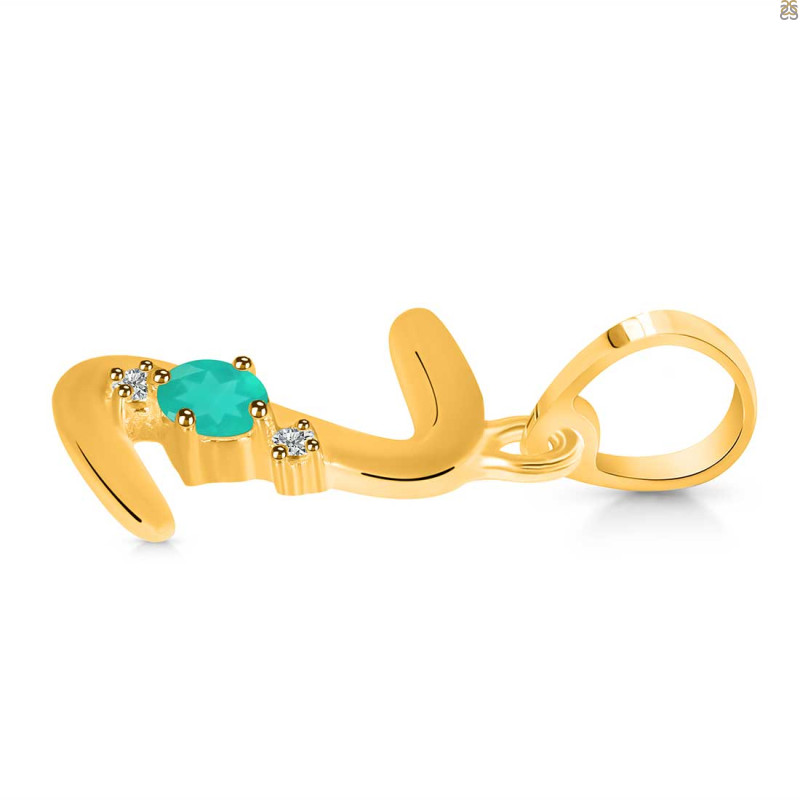 Green Onyx & White Topaz Alphabet Z Pendant GRO-RDA-26.