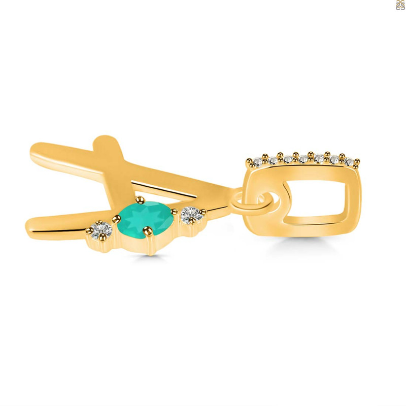 Green Onyx & White Topaz Alphabet A Pendant GRO-RDA-27.
