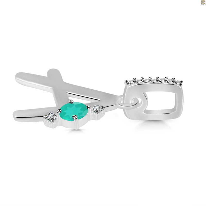 Green Onyx & White Topaz Alphabet A Pendant