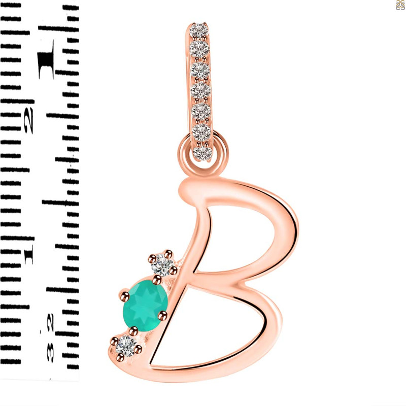 Green Onyx & White Topaz Alphabet B Pendant GRO-RDA-28.
