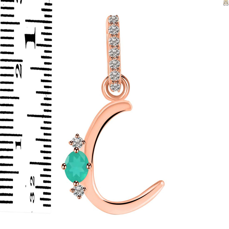 Green Onyx & White Topaz Alphabet C Pendant GRO-RDA-29.