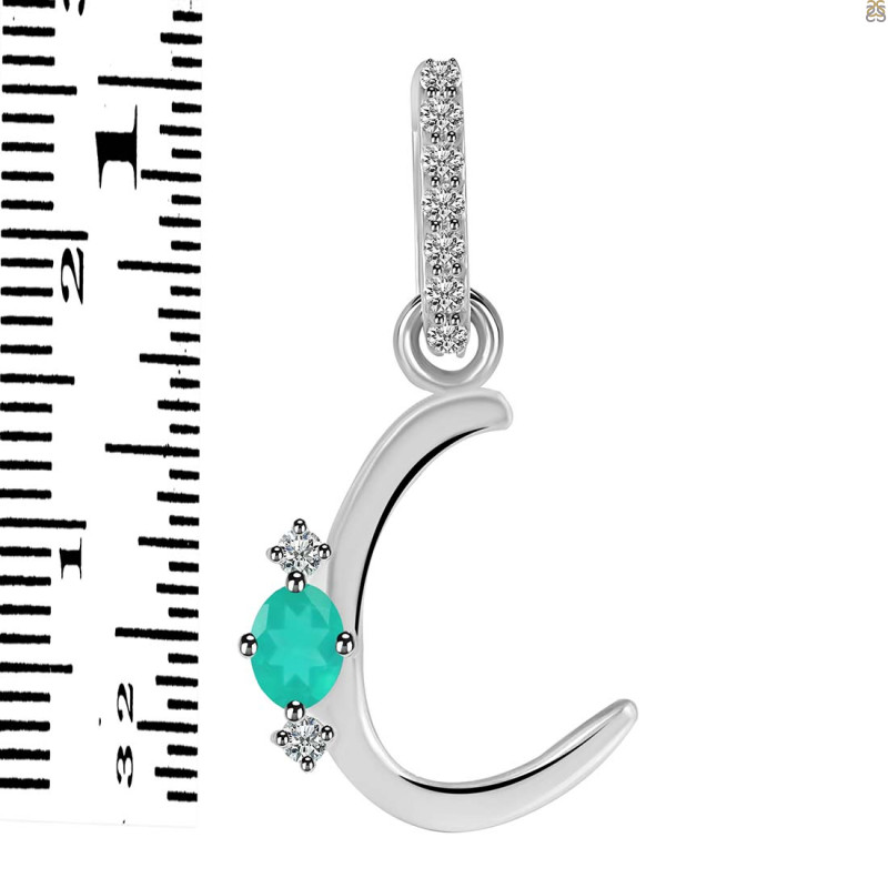 Green Onyx & White Topaz Alphabet C Pendant GRO-RDA-29.