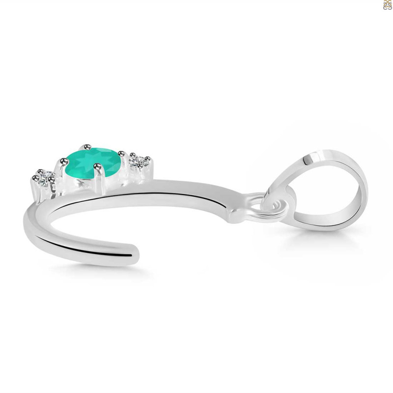 Green Onyx & White Topaz Alphabet C Pendant
