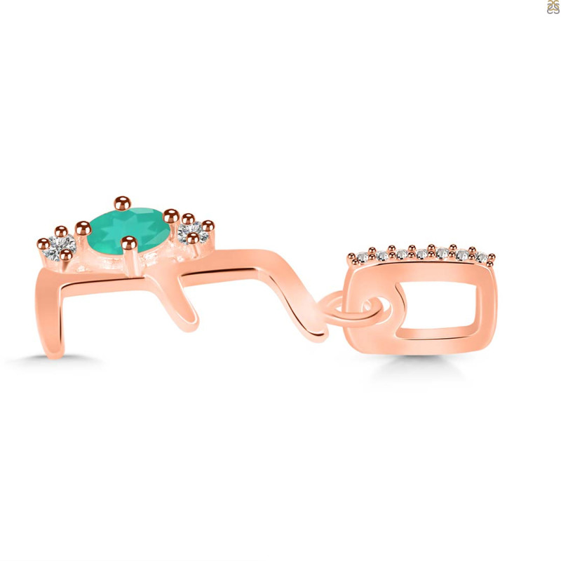 Green Onyx & White Topaz Alphabet E Pendant GRO-RDA-31.