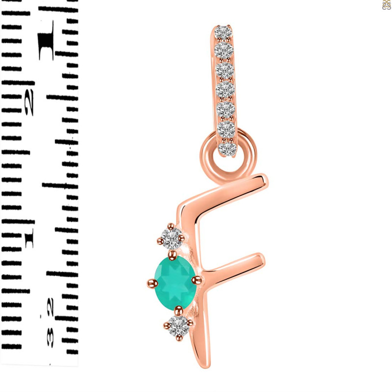 Green Onyx & White Topaz Alphabet F Pendant GRO-RDA-32.