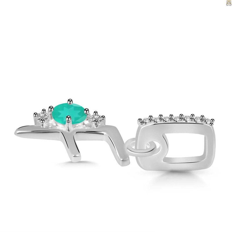Green Onyx & White Topaz Alphabet F Pendant