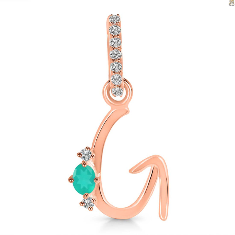Green Onyx & White Topaz Alphabet G Pendant GRO-RDA-33.