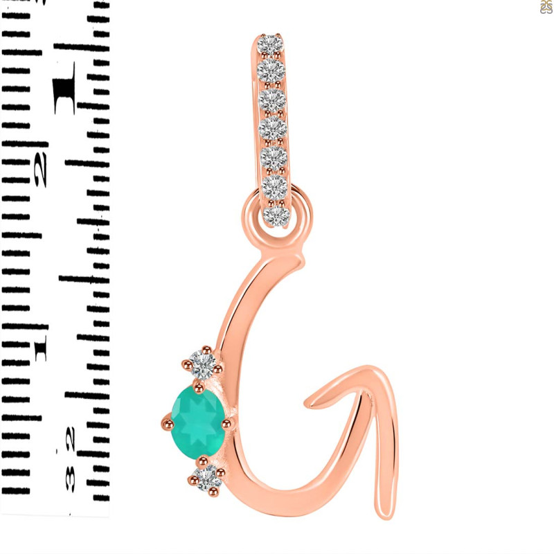 Green Onyx & White Topaz Alphabet G Pendant GRO-RDA-33.