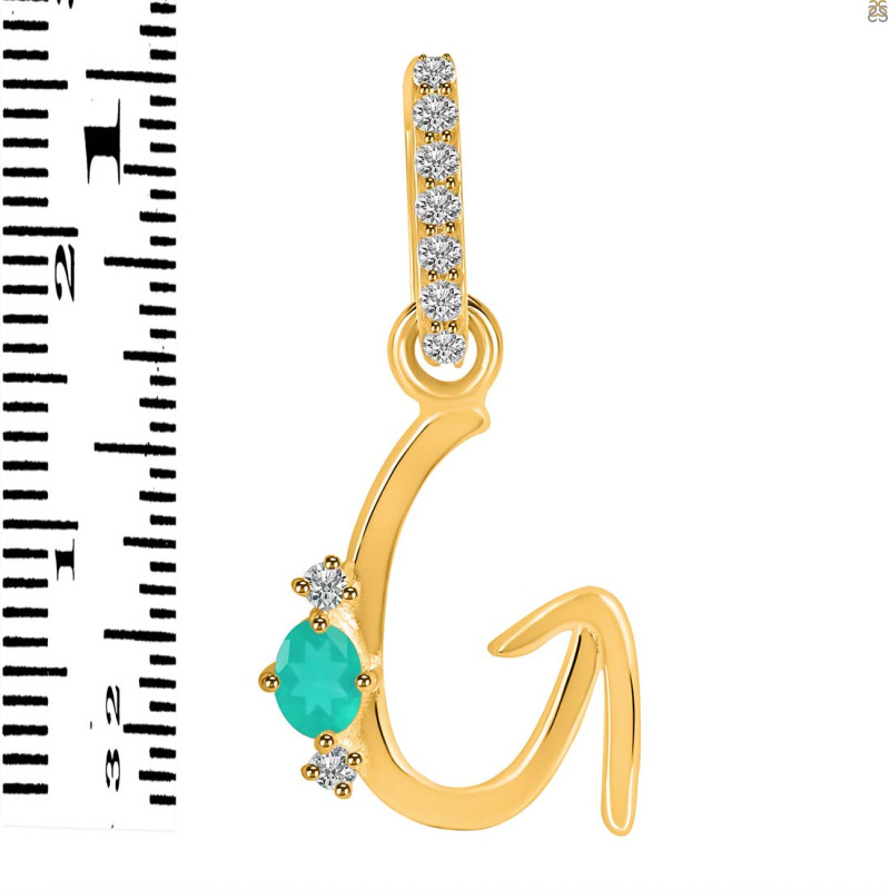 Green Onyx & White Topaz Alphabet G Pendant GRO-RDA-33.