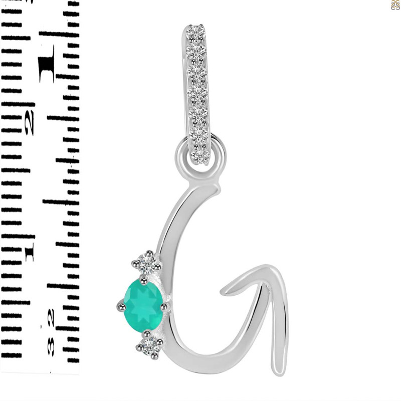 Green Onyx & White Topaz Alphabet G Pendant GRO-RDA-33.