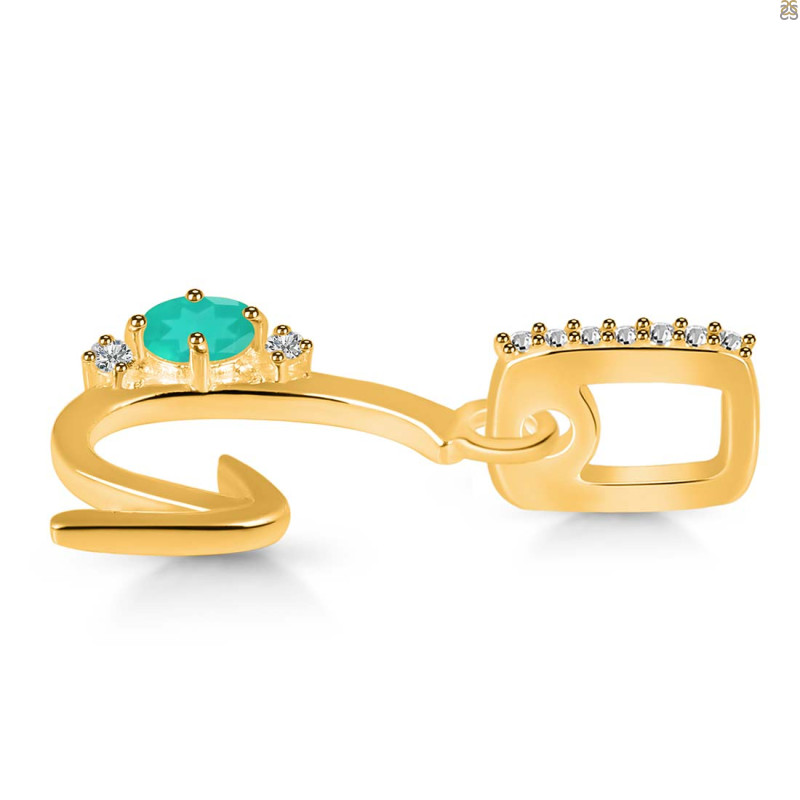 Green Onyx & White Topaz Alphabet G Pendant GRO-RDA-33.