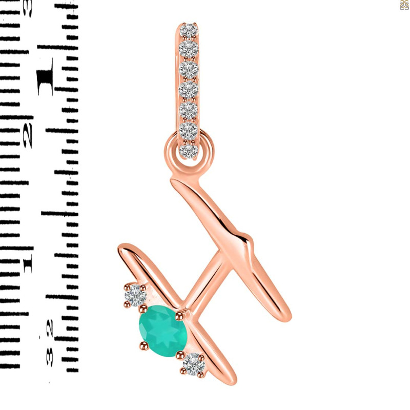 Green Onyx & White Topaz Alphabet H Pendant GRO-RDA-34.