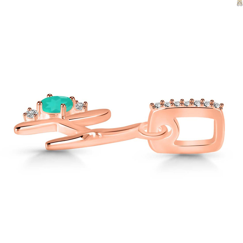 Green Onyx & White Topaz Alphabet H Pendant GRO-RDA-34.