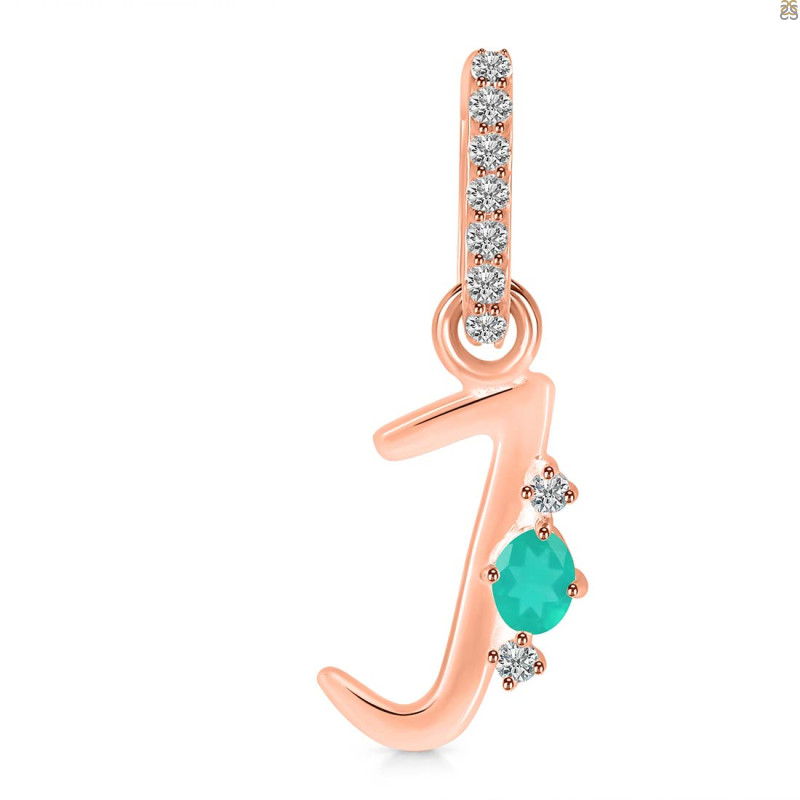 Green Onyx & White Topaz Alphabet J Pendant GRO-RDA-36.
