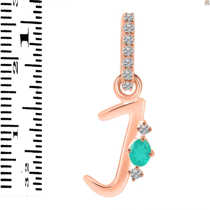 Green Onyx & White Topaz Alphabet J Pendant GRO-RDA-36.