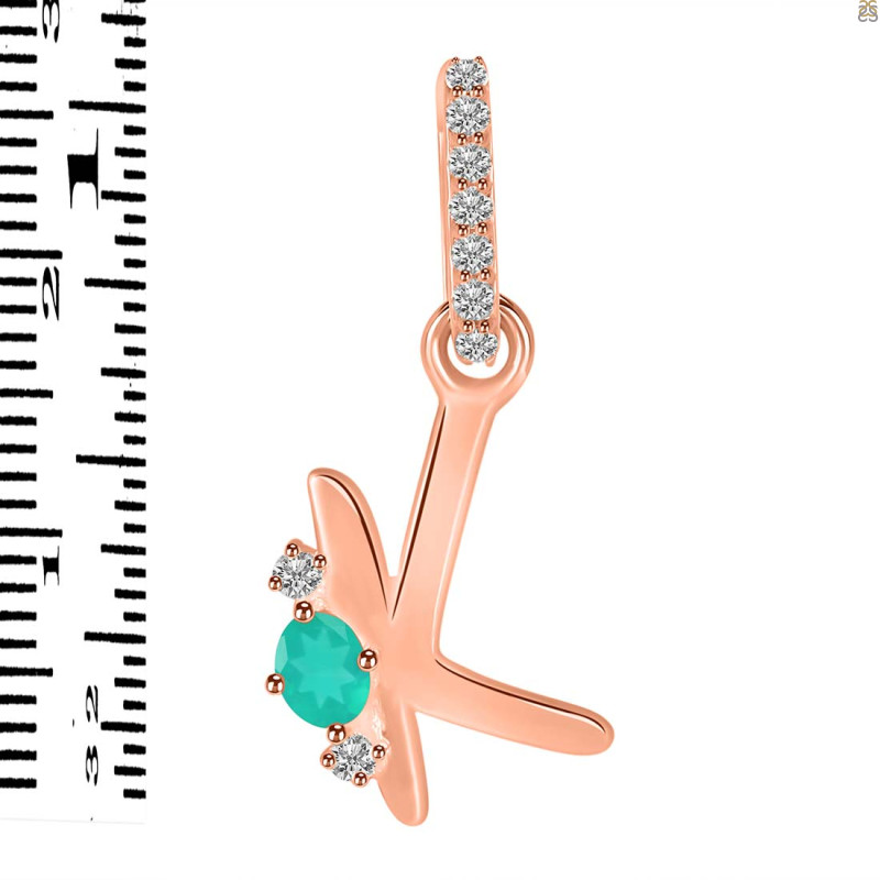 Green Onyx & White Topaz Alphabet K Pendant GRO-RDA-37.