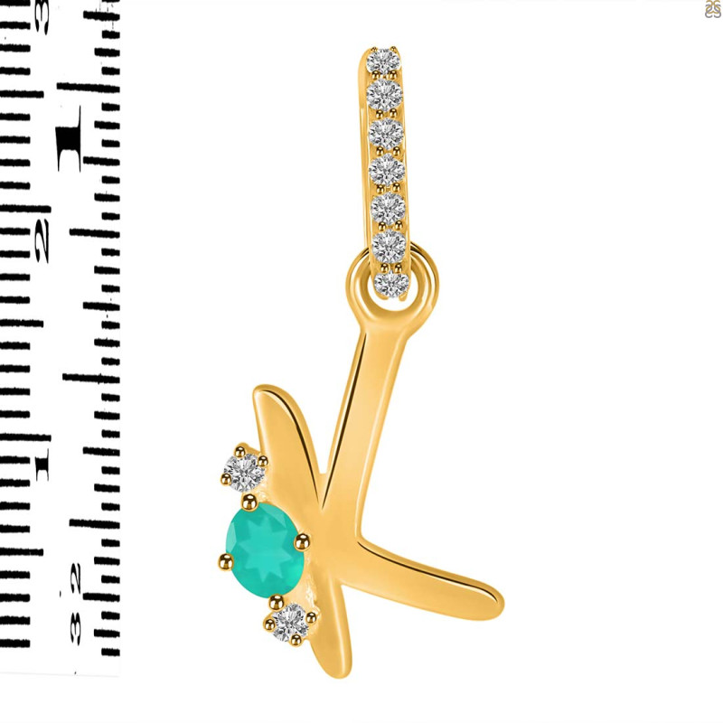 Green Onyx & White Topaz Alphabet K Pendant GRO-RDA-37.