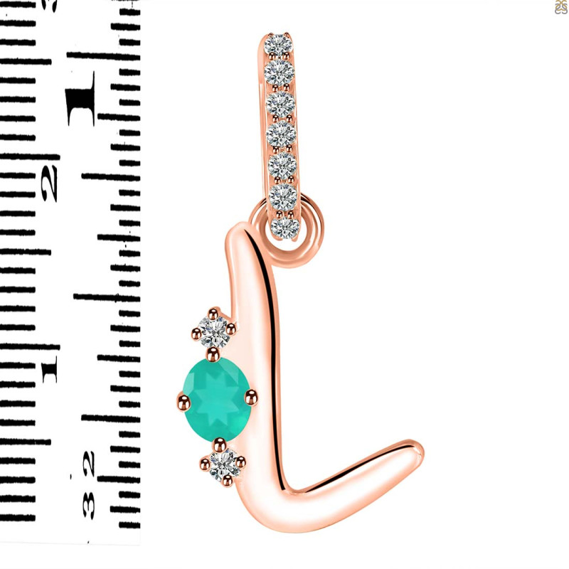 Green Onyx & White Topaz Alphabet L Pendant GRO-RDA-38.