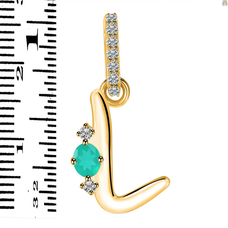 Green Onyx & White Topaz Alphabet L Pendant GRO-RDA-38.