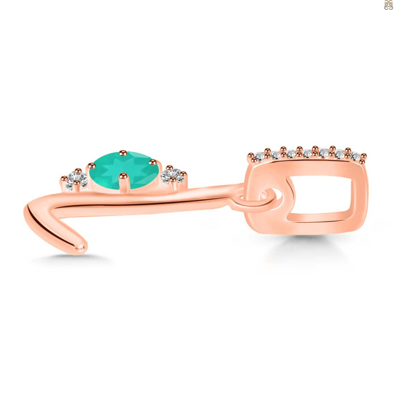 Green Onyx & White Topaz Alphabet L Pendant GRO-RDA-38.