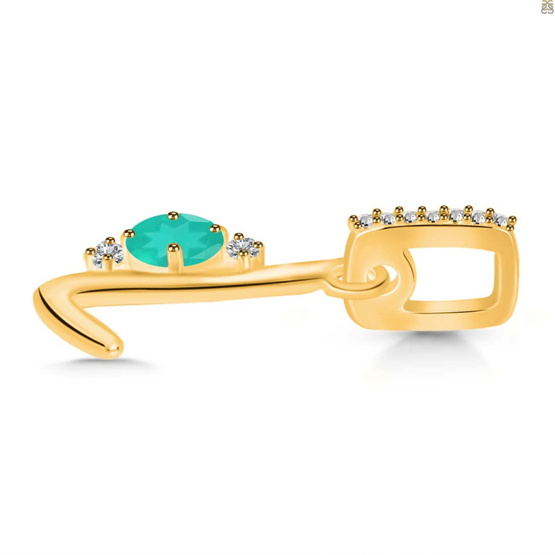 Green Onyx & White Topaz Alphabet L Pendant GRO-RDA-38.