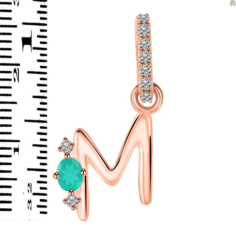 Green Onyx & White Topaz Alphabet M Pendant GRO-RDA-39.
