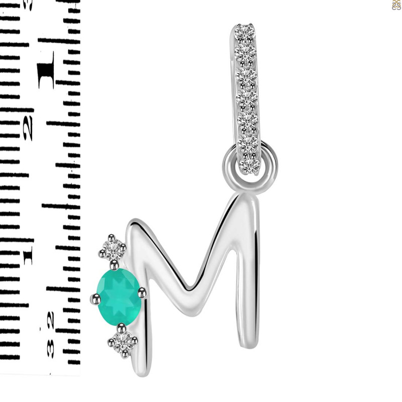 Green Onyx & White Topaz Alphabet M Pendant GRO-RDA-39.
