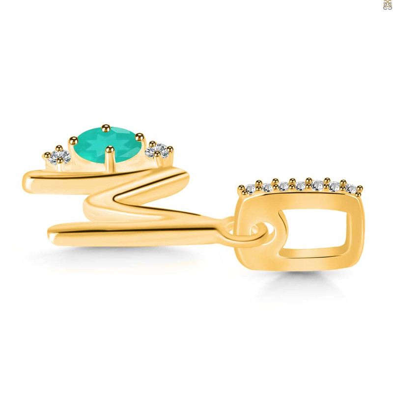 Green Onyx & White Topaz Alphabet M Pendant GRO-RDA-39.