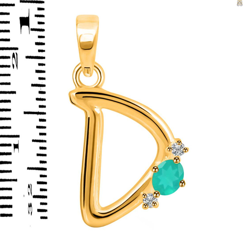 Green Onyx & White Topaz Alphabet D Pendant GRO-RDA-4.