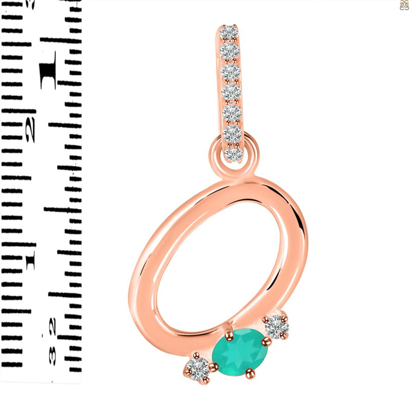Green Onyx & White Topaz Alphabet O Pendant GRO-RDA-41.