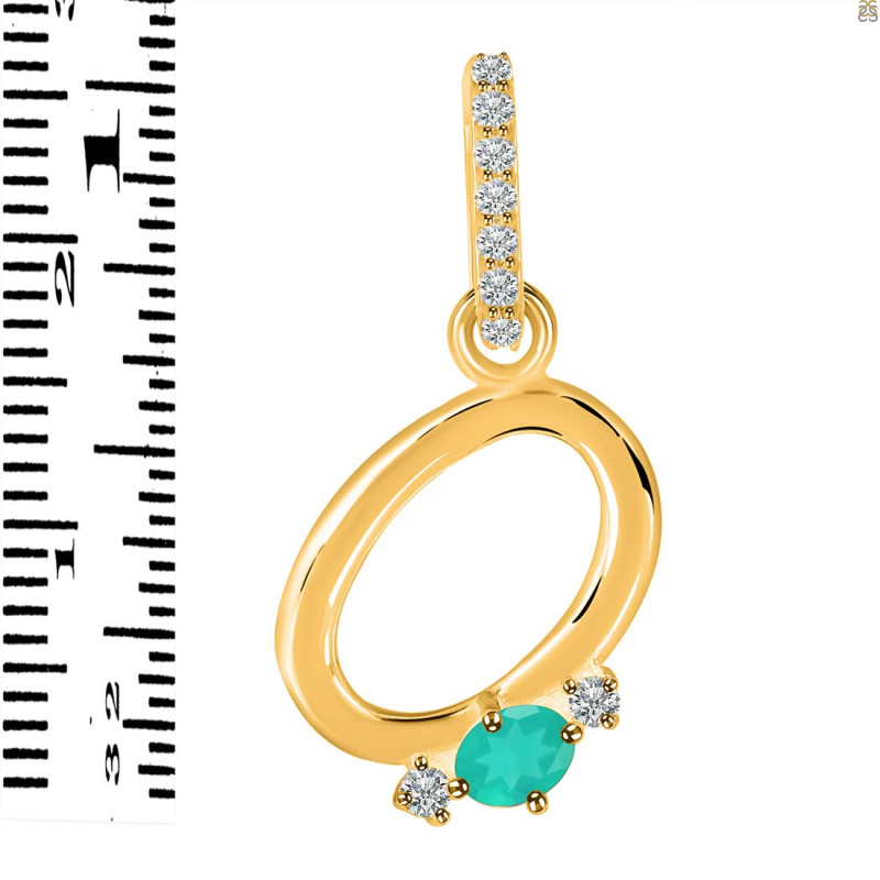 Green Onyx & White Topaz Alphabet O Pendant GRO-RDA-41.