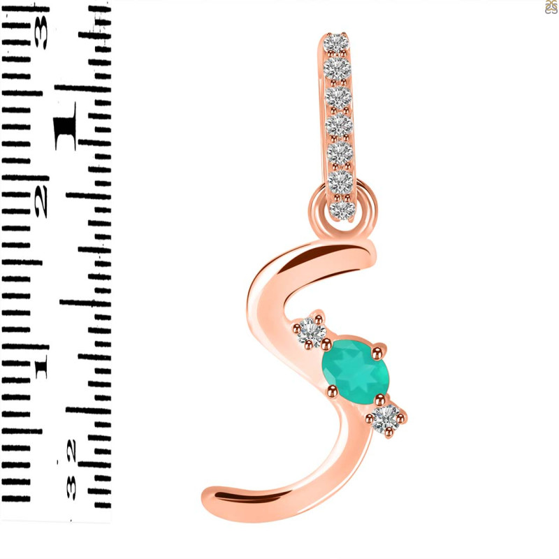 Green Onyx & White Topaz Alphabet S Pendant GRO-RDA-45.