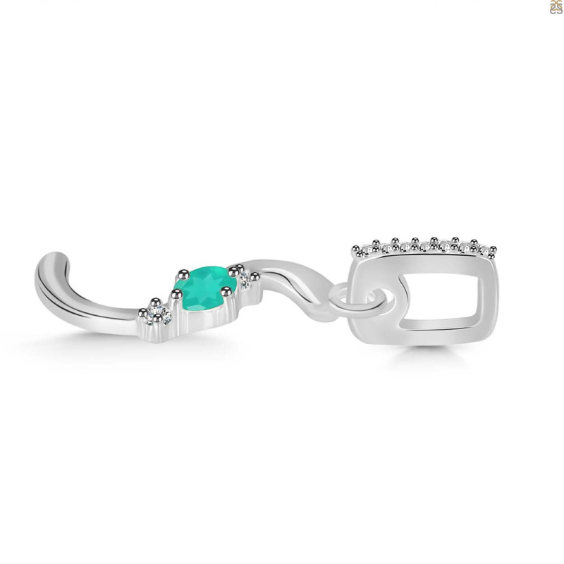 Green Onyx & White Topaz Alphabet S Pendant
