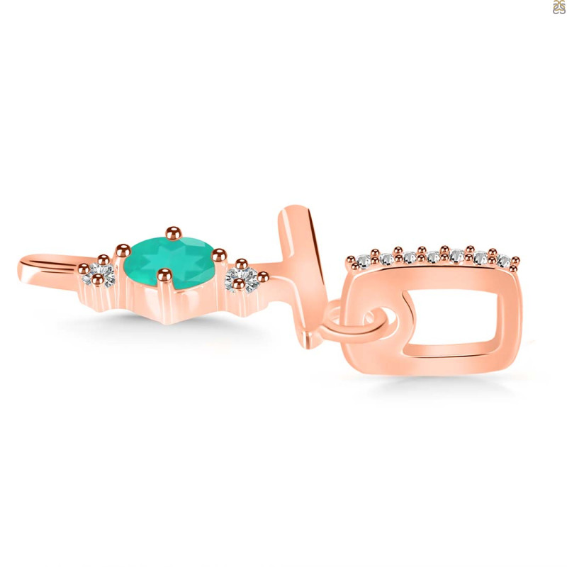Green Onyx & White Topaz Alphabet T Pendant GRO-RDA-46.