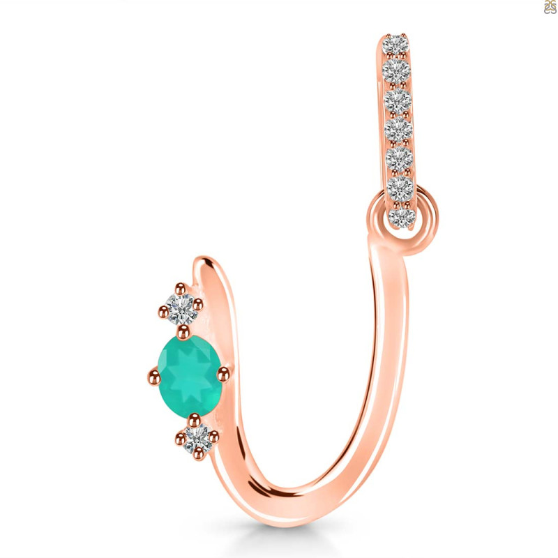 Green Onyx & White Topaz Alphabet U Pendant GRO-RDA-47.