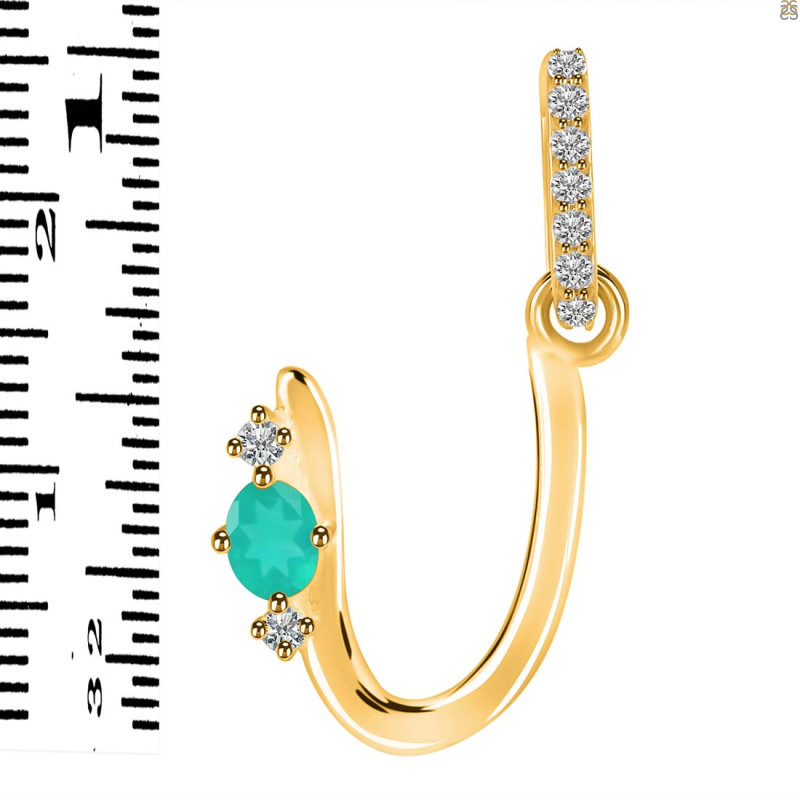 Green Onyx & White Topaz Alphabet U Pendant GRO-RDA-47.