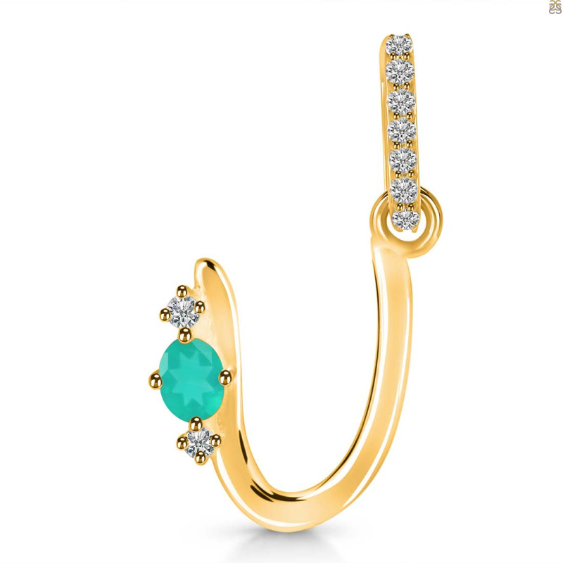 Green Onyx & White Topaz Alphabet U Pendant GRO-RDA-47.