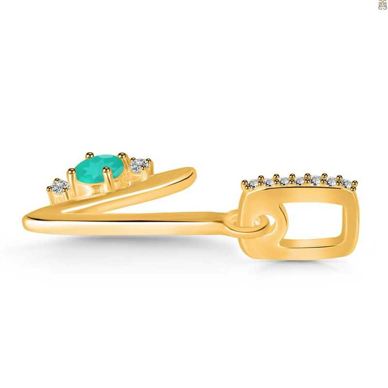 Green Onyx & White Topaz Alphabet V Pendant GRO-RDA-48.