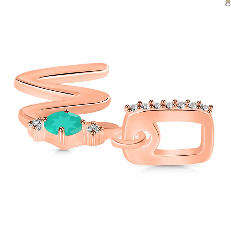 Green Onyx & White Topaz Alphabet W Pendant GRO-RDA-49.