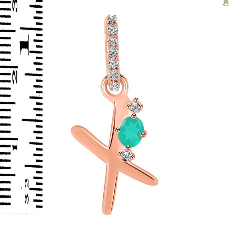 Green Onyx & White Topaz Alphabet X Pendant GRO-RDA-50.