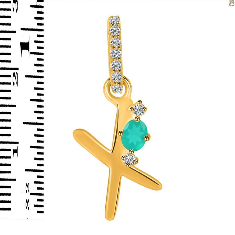 Green Onyx & White Topaz Alphabet X Pendant GRO-RDA-50.