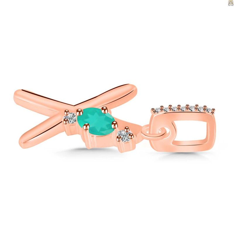 Green Onyx & White Topaz Alphabet X Pendant GRO-RDA-50.