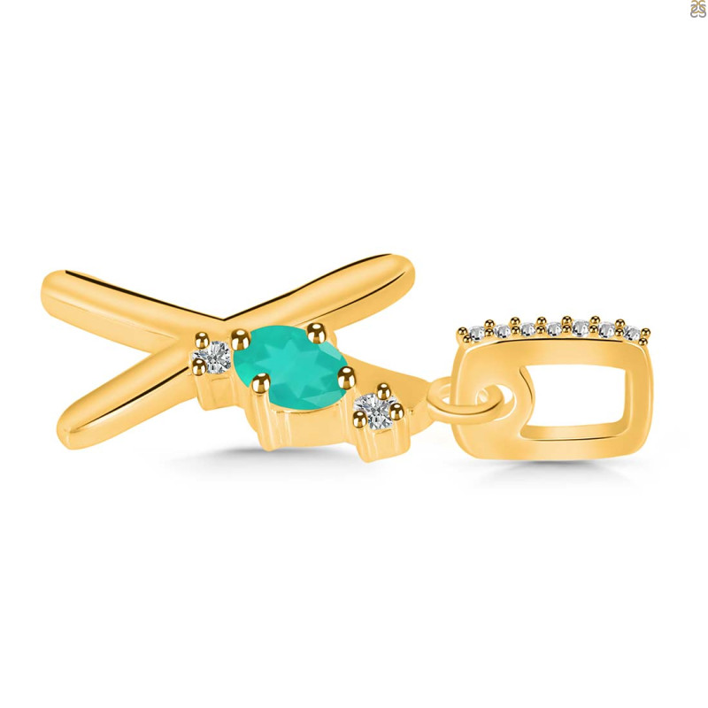 Green Onyx & White Topaz Alphabet X Pendant GRO-RDA-50.