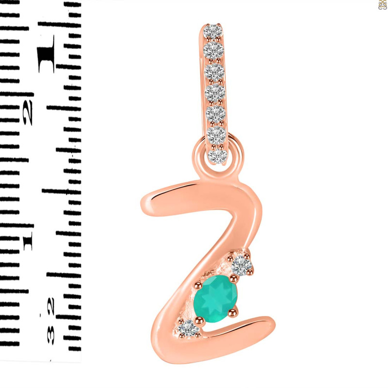 Green Onyx & White Topaz Alphabet Z Pendant GRO-RDA-52.