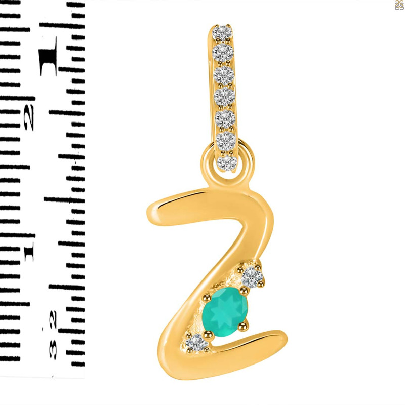 Green Onyx & White Topaz Alphabet Z Pendant GRO-RDA-52.